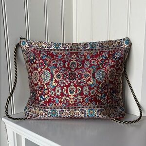 Handmade Persian-style Textured Red Gold Cross Body/Shoulder Bag with Rope Strap